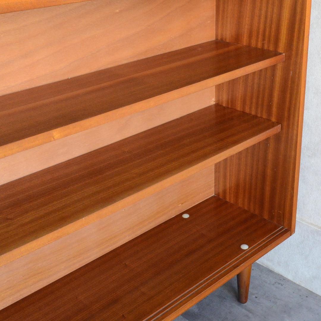 60s ヴィンテージ チーク ガラスキャビネット 62(3段/天板剥離再塗装済）