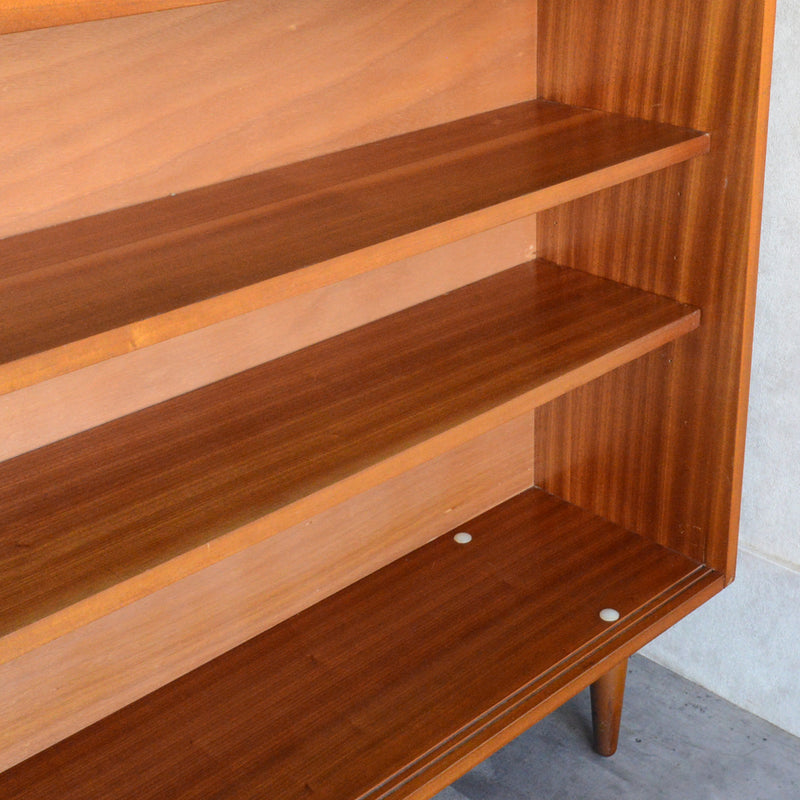 60s ヴィンテージ チーク ガラスキャビネット 62(3段/天板剥離再塗装済）