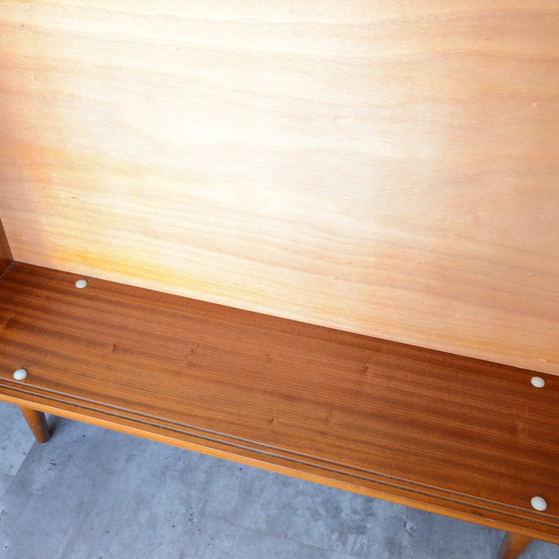 60s ヴィンテージ チーク ガラスキャビネット 62(3段/天板剥離再塗装済）