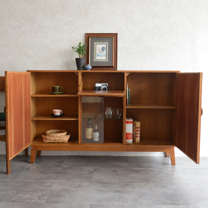 ミッドセンチュリー ヴィンテージ　オーク ガラスキャビネット 88