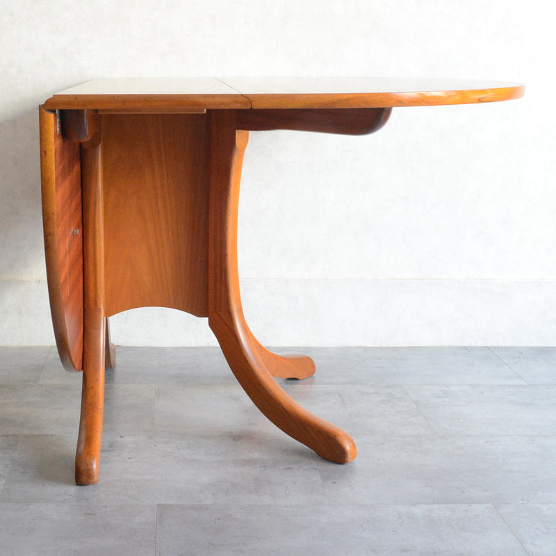 Sutcliffe サトクリフ チークゲートレッグテーブル31(オーバル・天板剝離再塗装済）