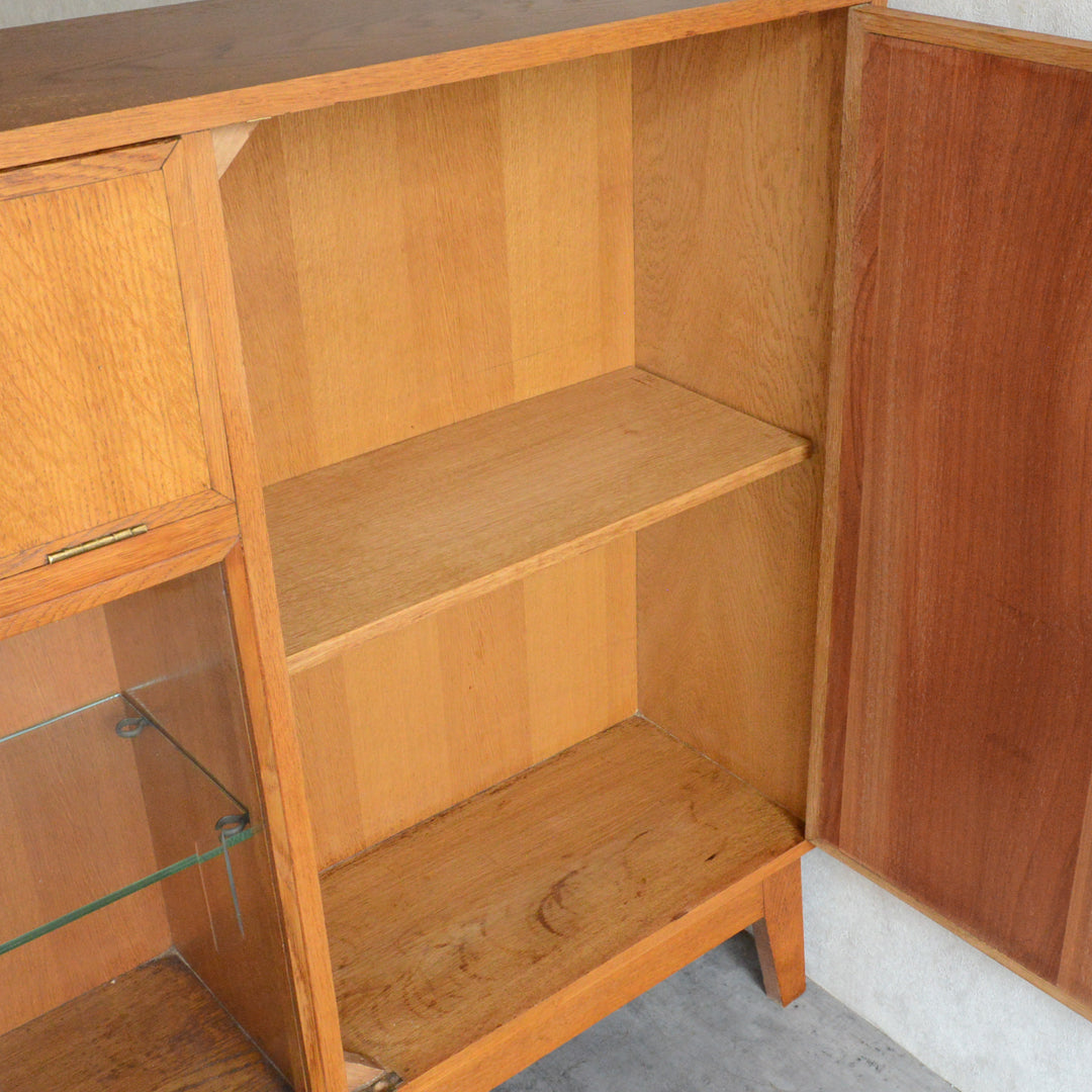 ミッドセンチュリー ヴィンテージ　オーク ガラスキャビネット 88