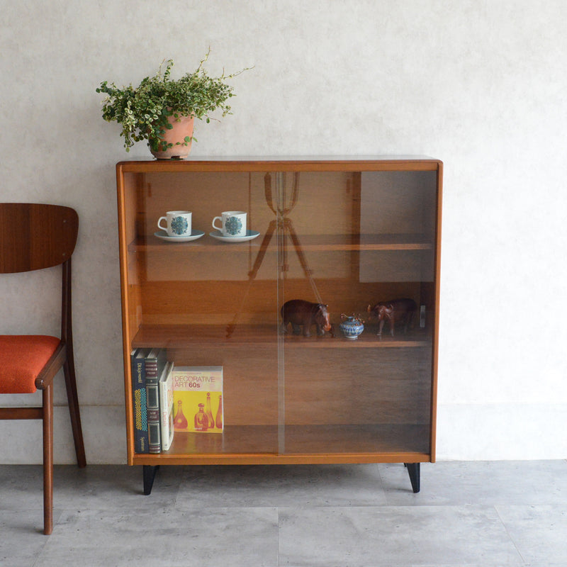 ミッドセンチュリー ヴィンテージ　ガラスキャビネット 96(天板剥離再塗装済）