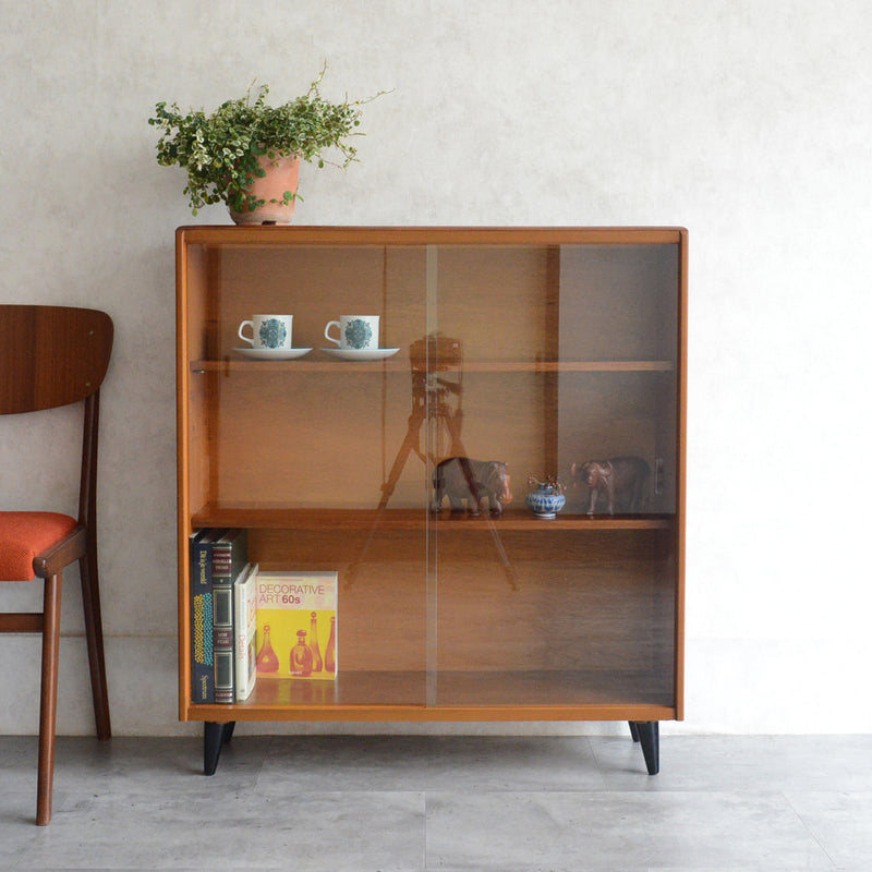 ミッドセンチュリー ヴィンテージ　ガラスキャビネット 96(天板剥離再塗装済）