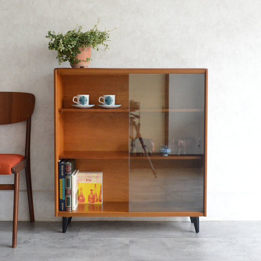 ミッドセンチュリー ヴィンテージ　ガラスキャビネット 96(天板剥離再塗装済）