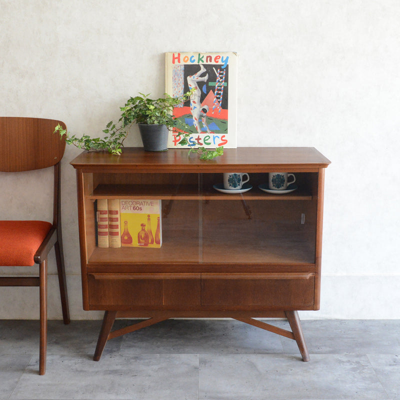 60s ヴィンテージ ガラスキャビネット 93(抽斗付き）