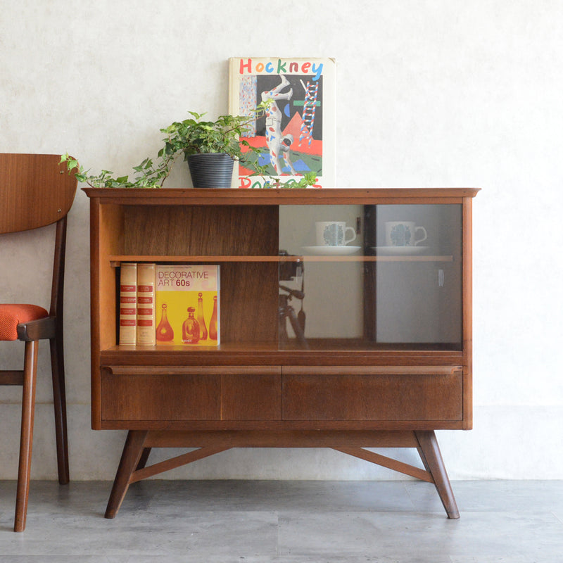 60s ヴィンテージ ガラスキャビネット 93(抽斗付き）