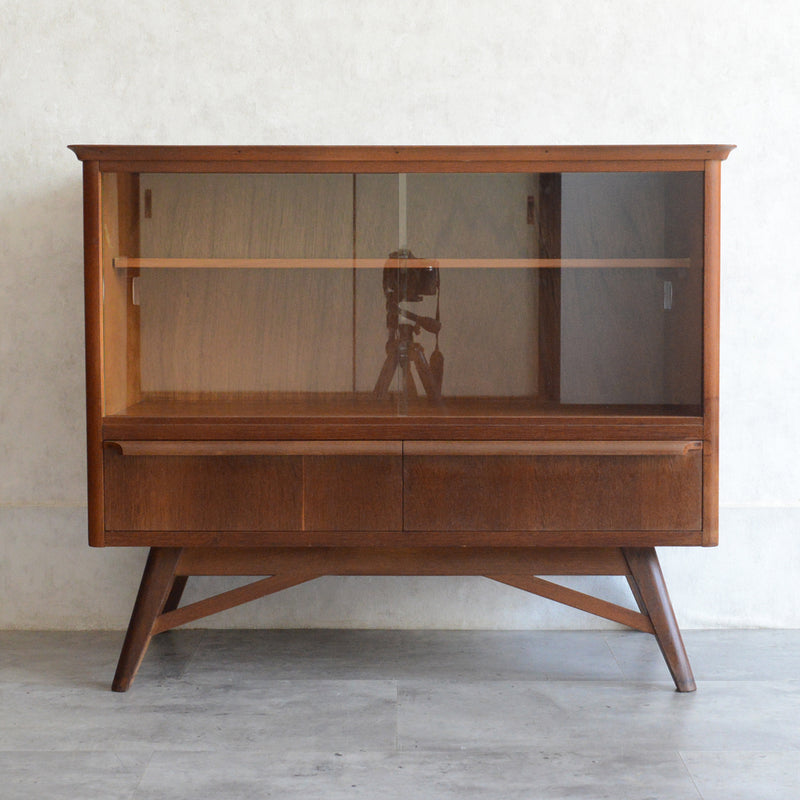 60s ヴィンテージ ガラスキャビネット 93(抽斗付き）