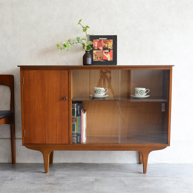 60s チークガラスキャビネット 46(木扉付）