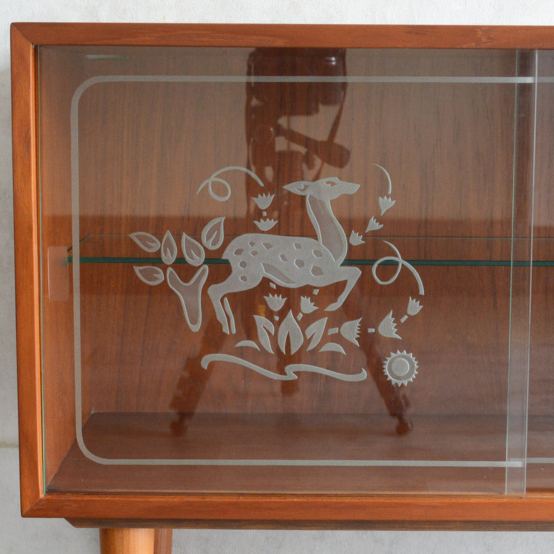 デンマークヴィンテージ　バンビ チークガラスキャビネット6-68