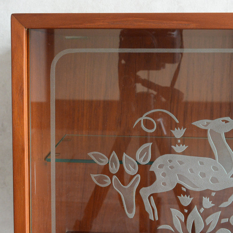 デンマークヴィンテージ　バンビ チークガラスキャビネット6-68
