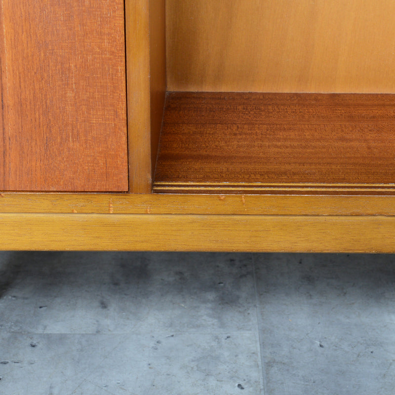 60s チークガラスキャビネット 46(木扉付）