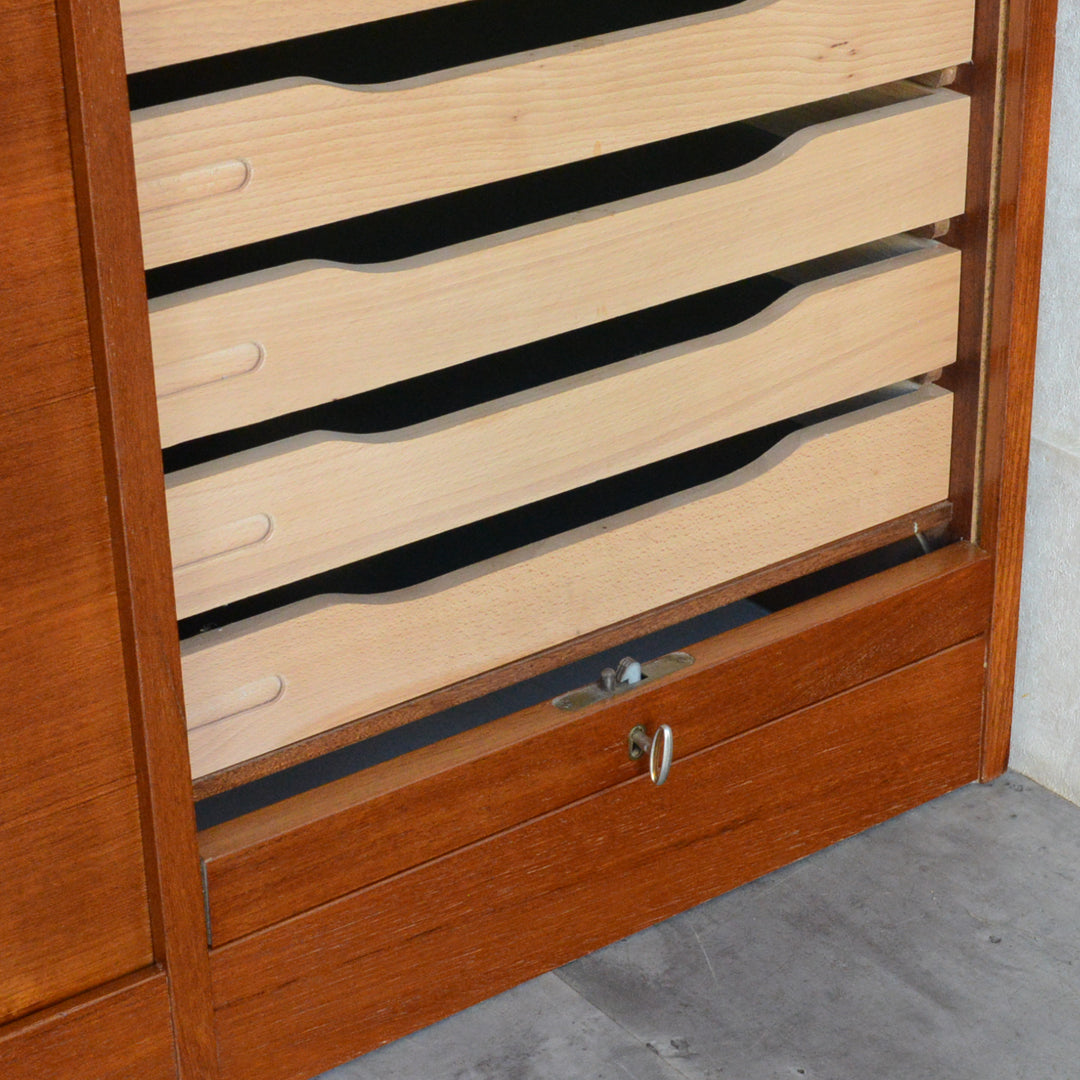 デンマークヴィンテージ  ロールアップ ファイルキャビネット5-165(鍵付）