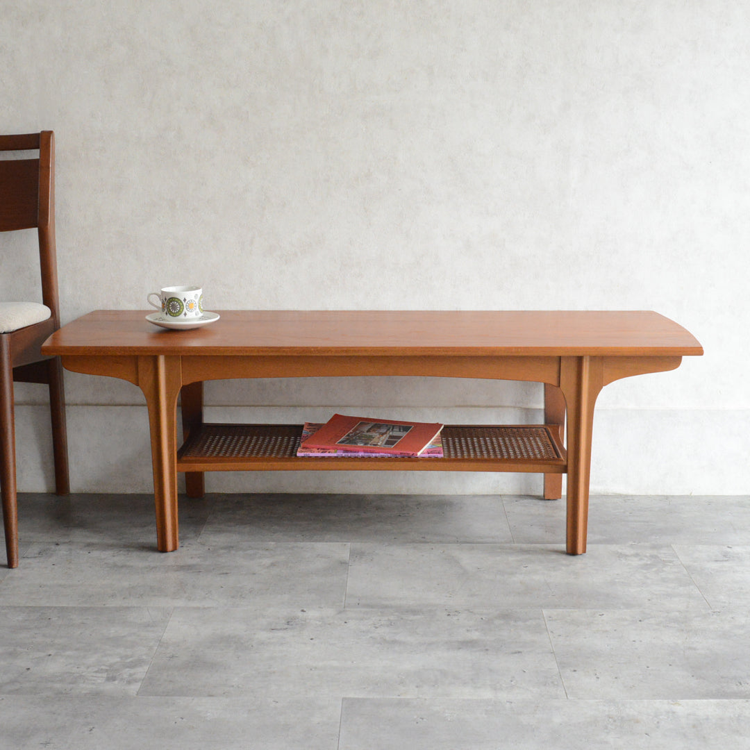 Sutcliffe サトクリフ チーク ローテーブル 65（ラタン棚付）