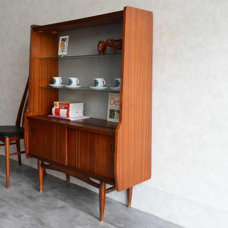 60s トール ガラスキャビネット 47 (木扉付）