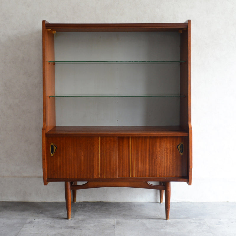 60s トール ガラスキャビネット 47 (木扉付）