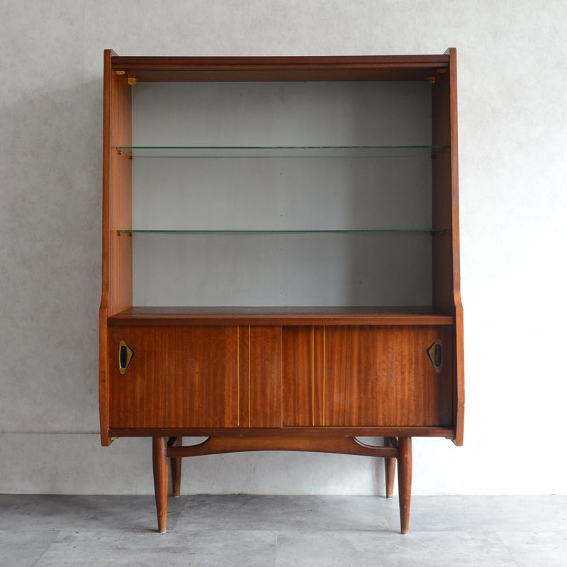 60s トール ガラスキャビネット 47 (木扉付）