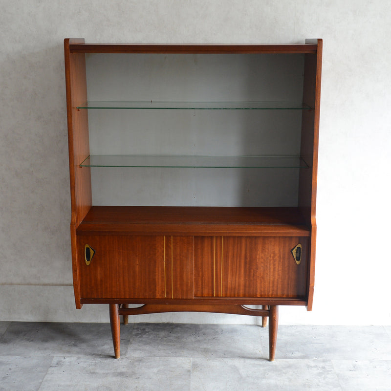 60s トール ガラスキャビネット 47 (木扉付）