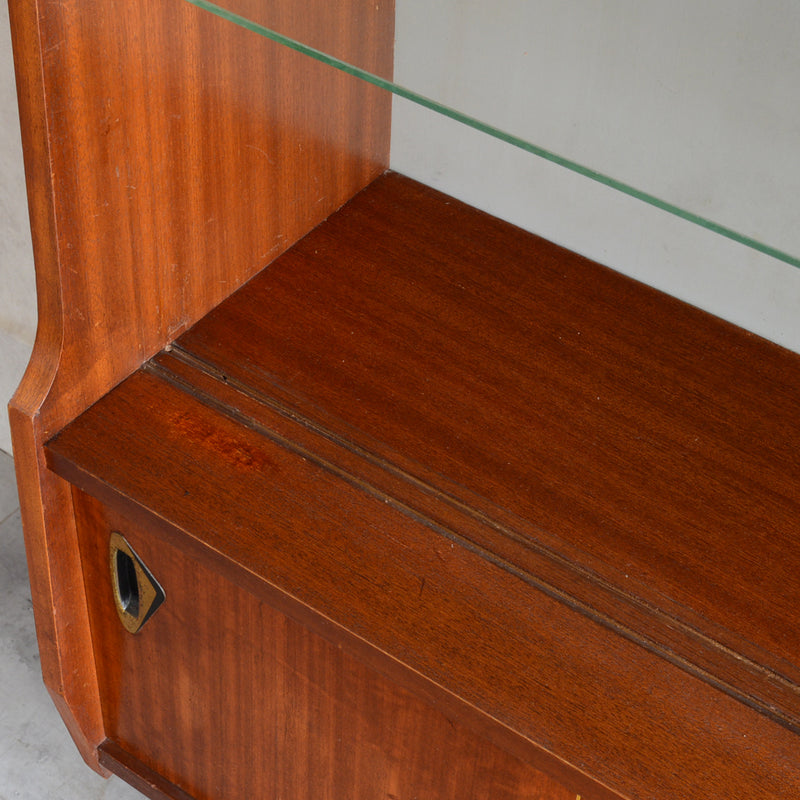 60s トール ガラスキャビネット 47 (木扉付）