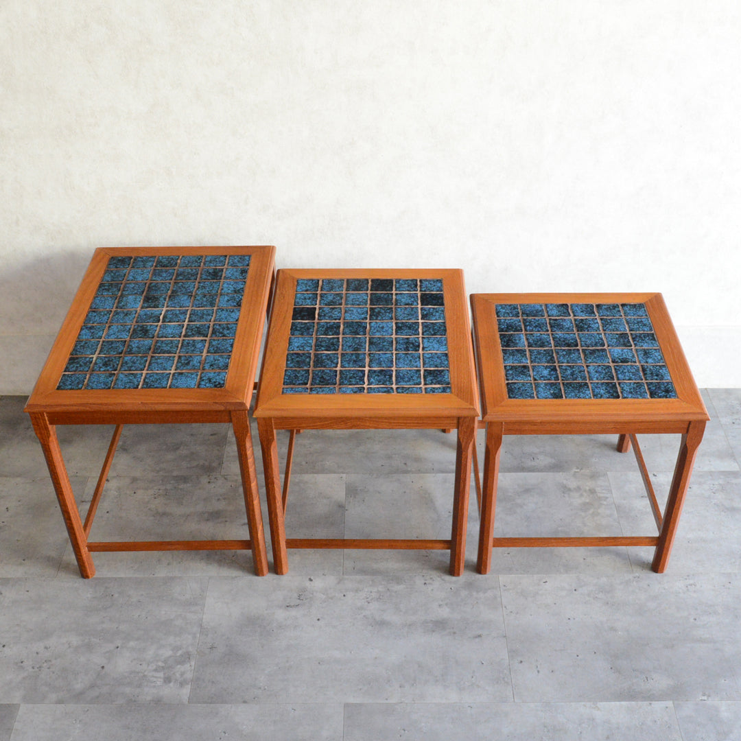 デンマーク ブルータイルトップ ネストテーブル 8-71