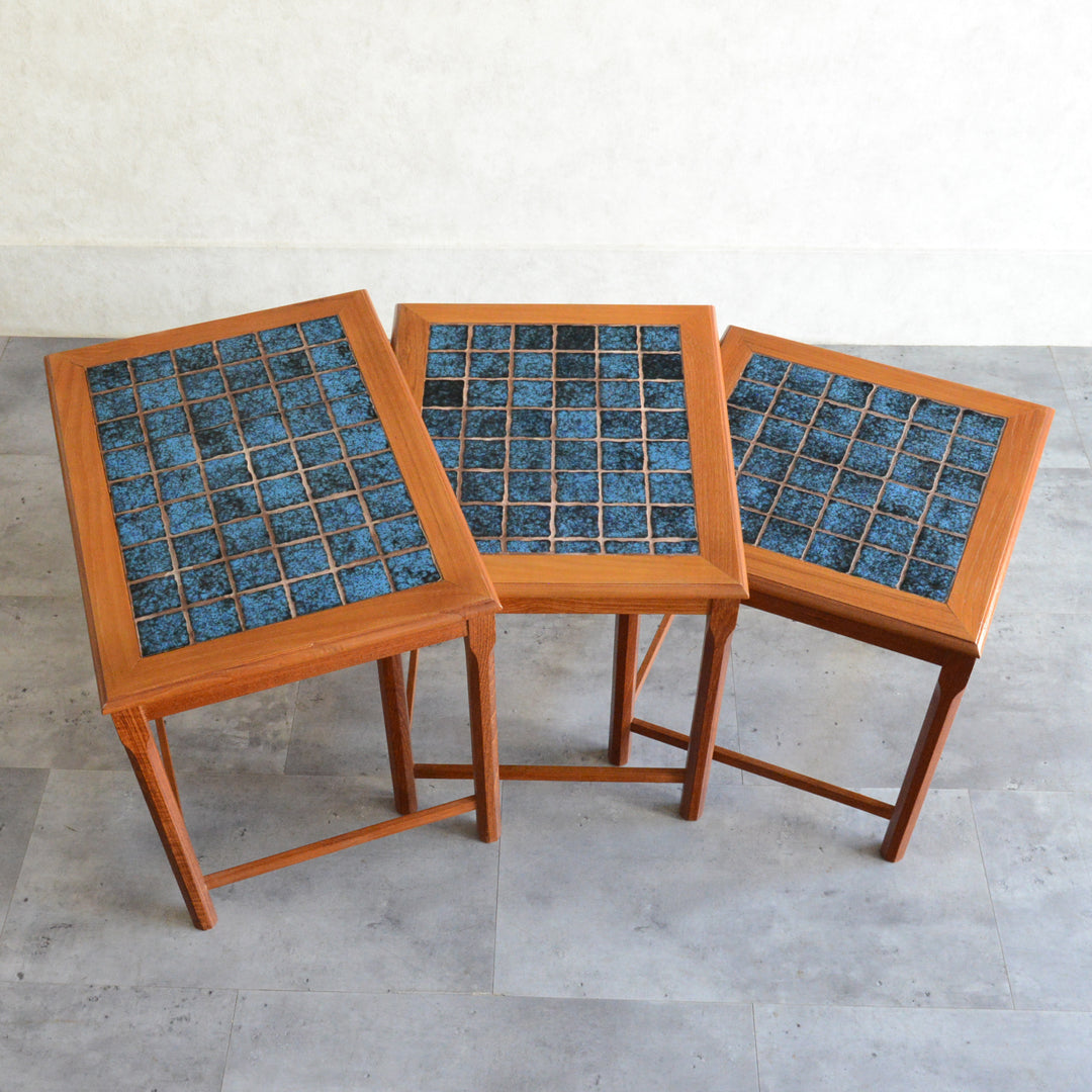 デンマーク ブルータイルトップ ネストテーブル 8-71