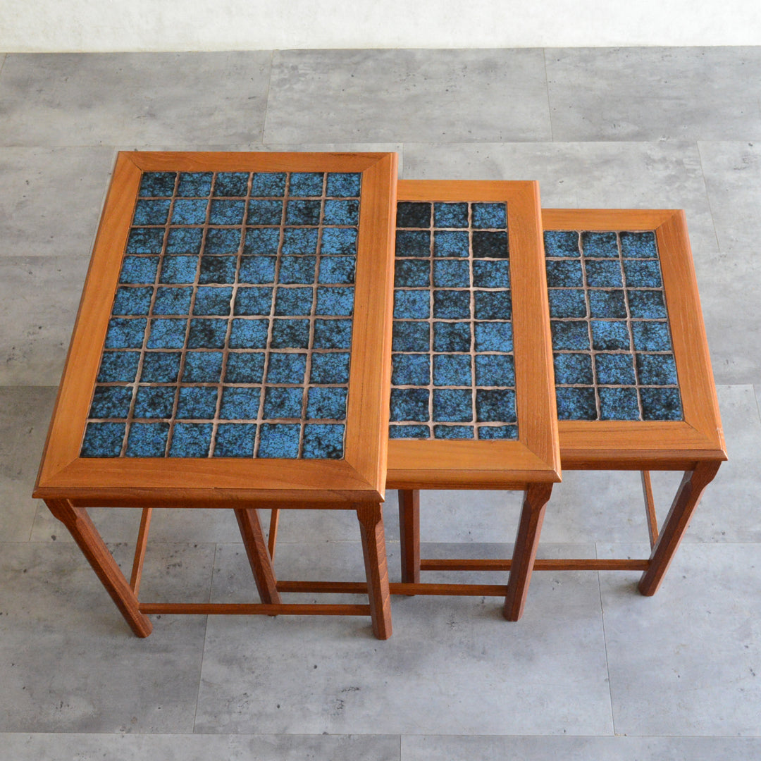 デンマーク ブルータイルトップ ネストテーブル 8-71