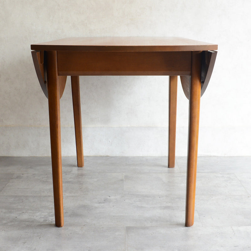 60S ドロップリーフ チークラウンドテーブル（コンパクトタイプ/天板剥離再塗装済）