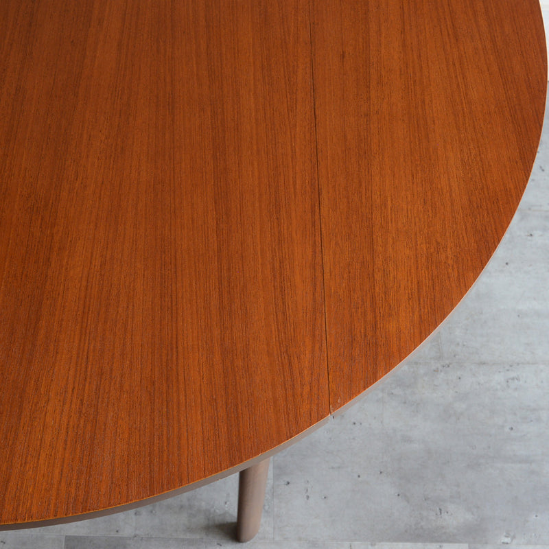 60S ドロップリーフ チークラウンドテーブル（コンパクトタイプ/天板剥離再塗装済）