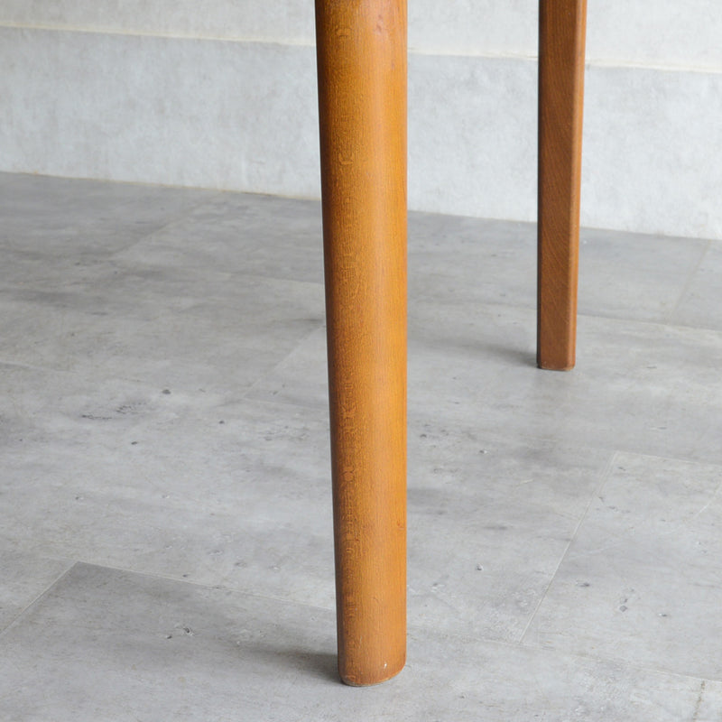 60S ドロップリーフ チークラウンドテーブル（コンパクトタイプ/天板剥離再塗装済）