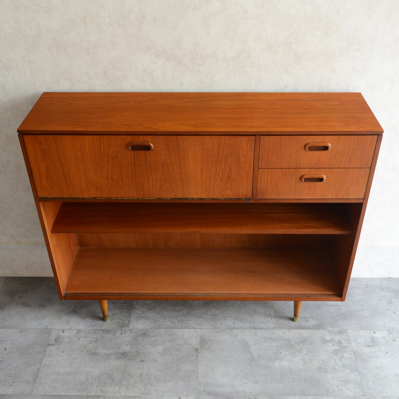 60s ヴィンテージ ガラスキャビネット 51 (抽斗・フラップ扉付）