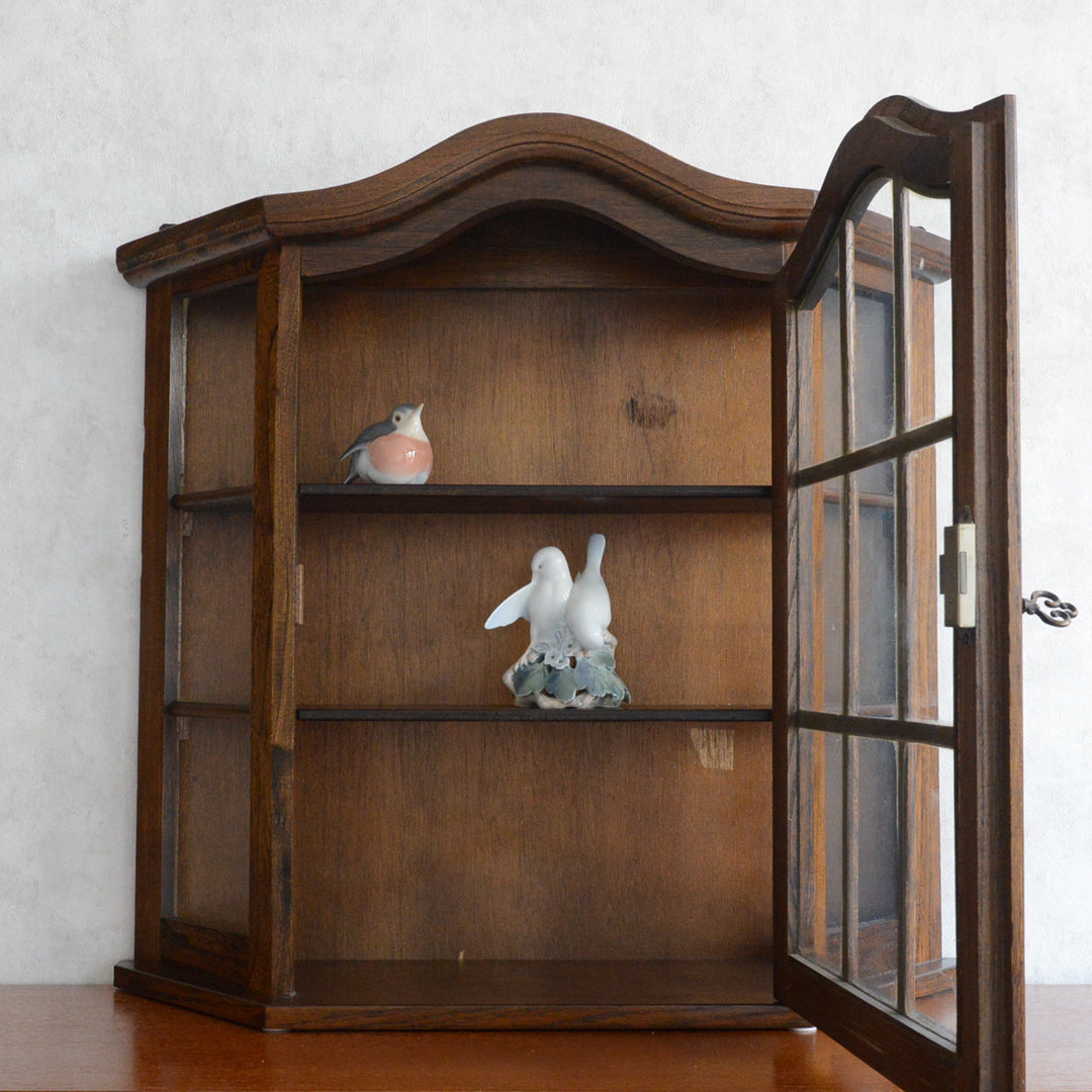 オランダヴィンテージ ウォールガラスキャビネット10(鍵付き）