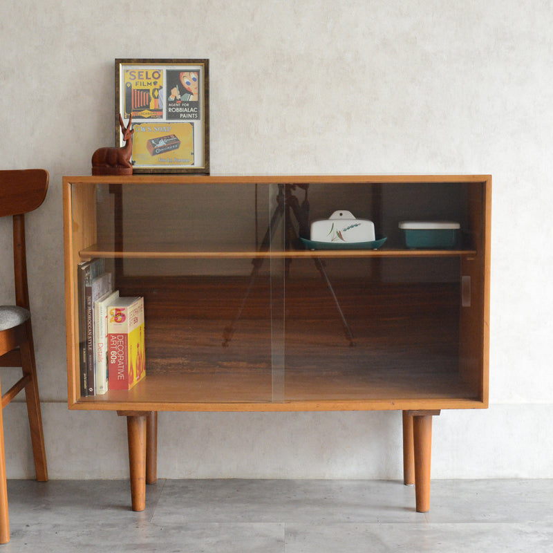 60sヴィンテージ　ガラスキャビネット 91(天板剥離再塗装済）