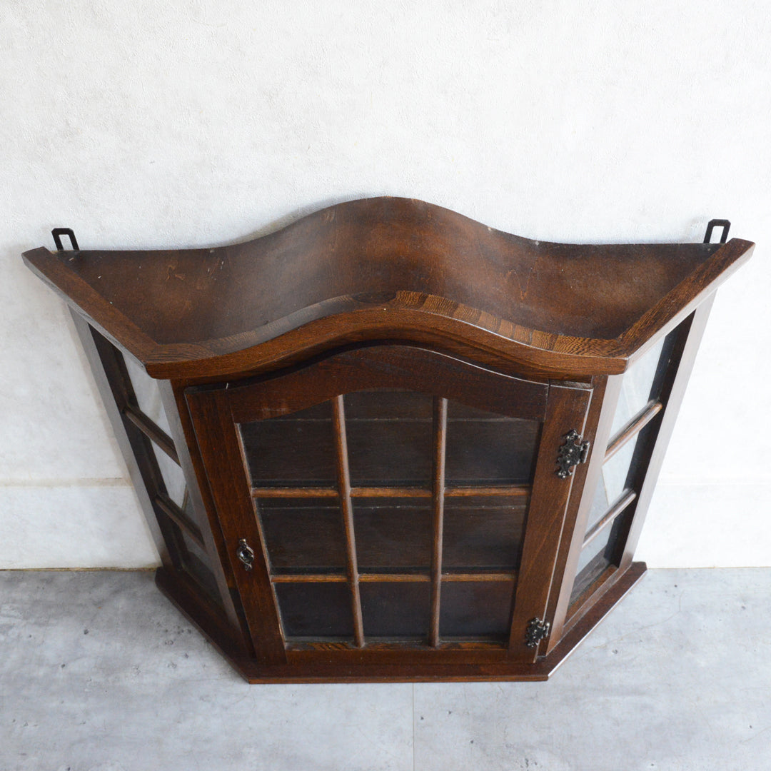 オランダヴィンテージ ウォールガラスキャビネット10(鍵付き）