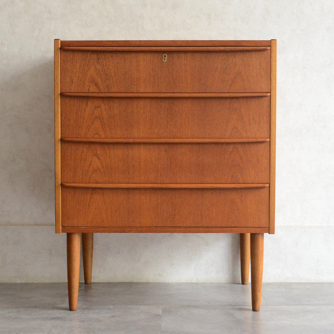 デンマークヴィンテージ  チーク４段チェスト D-6