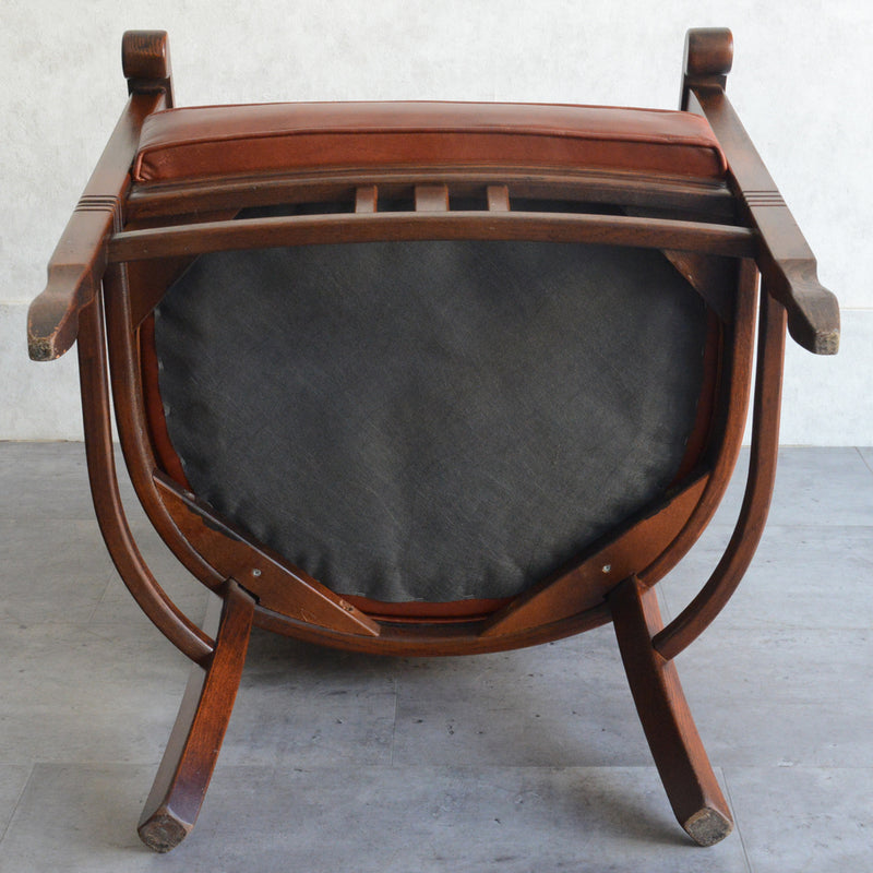 オランダヴィンテージ　アームチェア01(茶レザー）