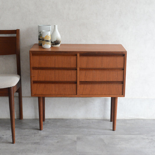 デンマークヴィンテージ  チーク３段2列スモールチェスト D-5