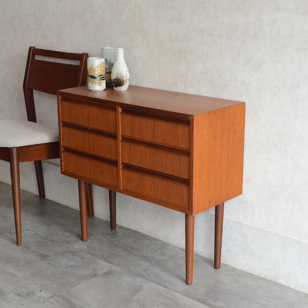 デンマークヴィンテージ  チーク３段2列スモールチェスト D-5