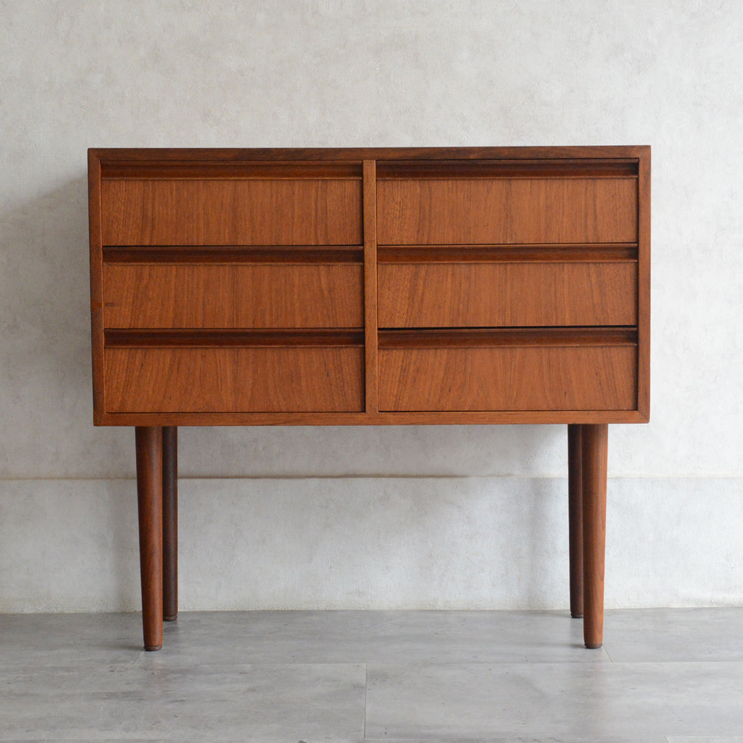 デンマークヴィンテージ  チーク３段2列スモールチェスト D-5