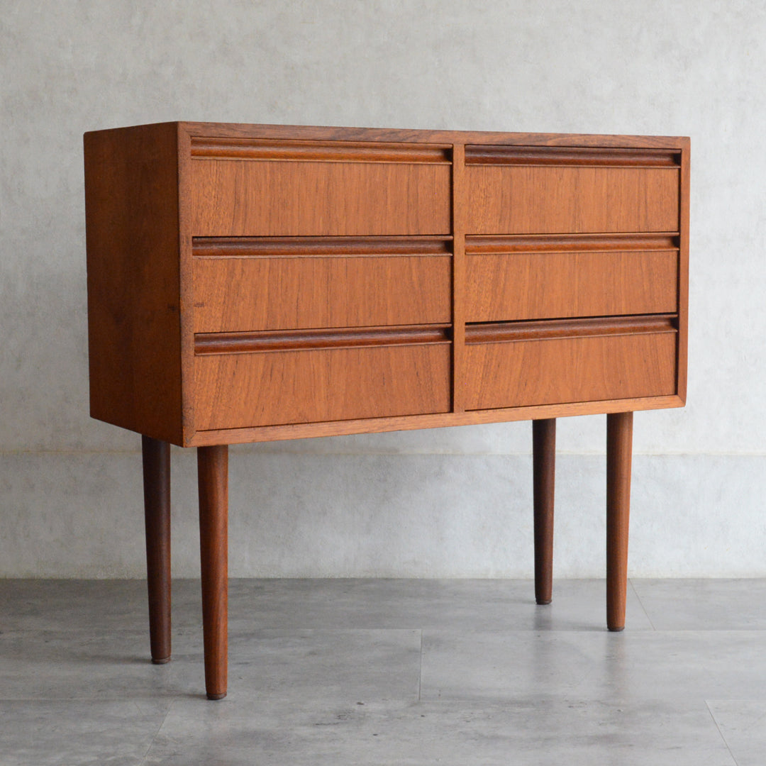 デンマークヴィンテージ  チーク３段2列スモールチェスト D-5