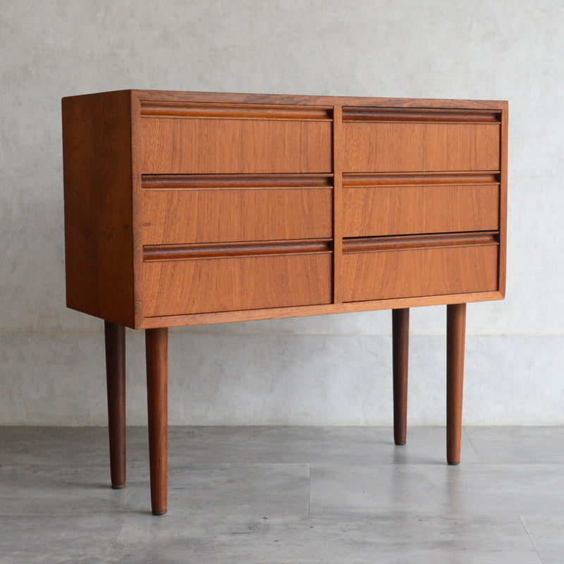 デンマークヴィンテージ  チーク３段2列スモールチェスト D-5