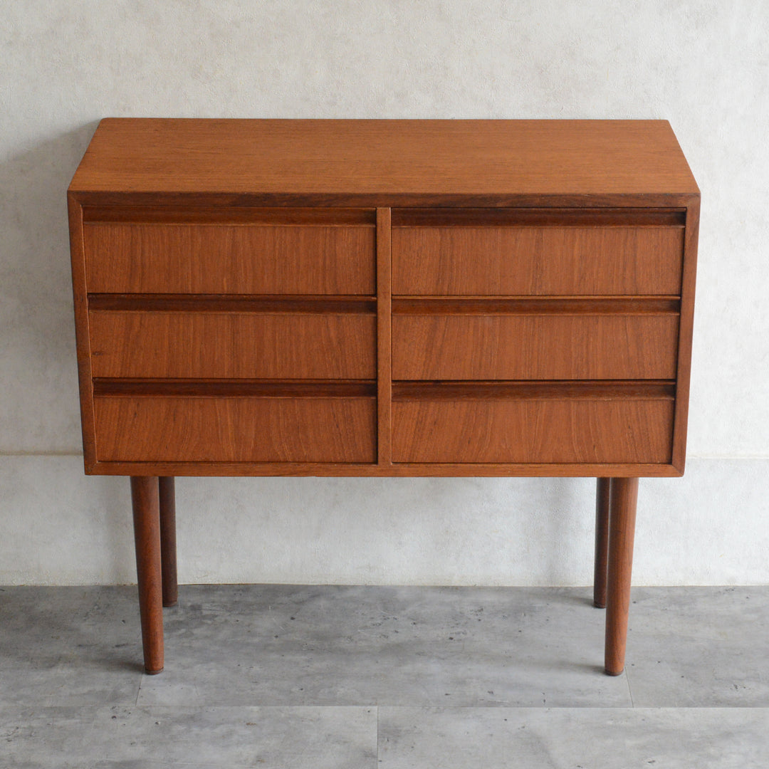 デンマークヴィンテージ  チーク３段2列スモールチェスト D-5