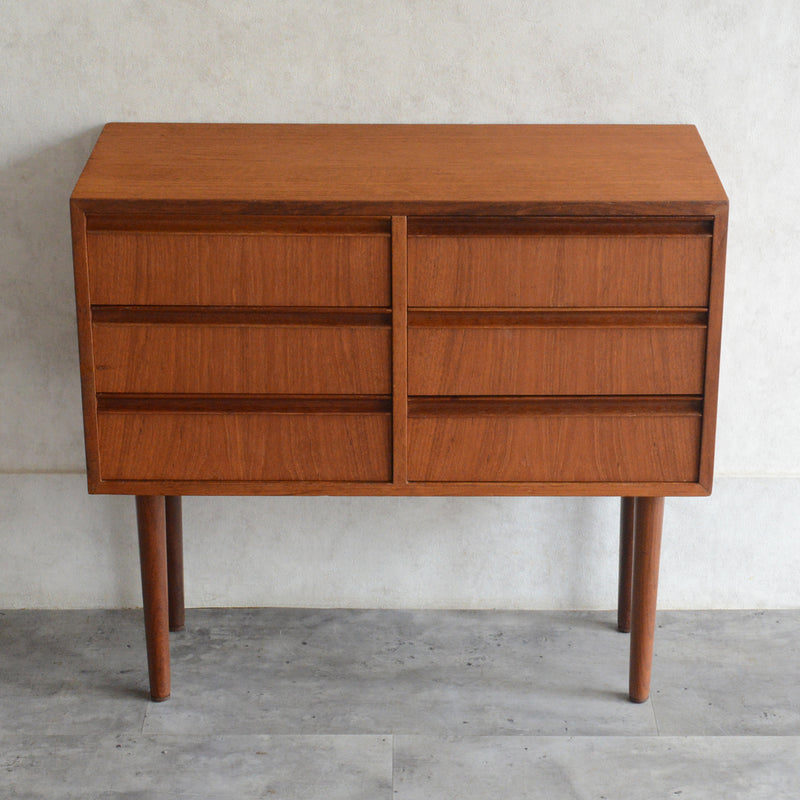 デンマークヴィンテージ  チーク３段2列スモールチェスト D-5