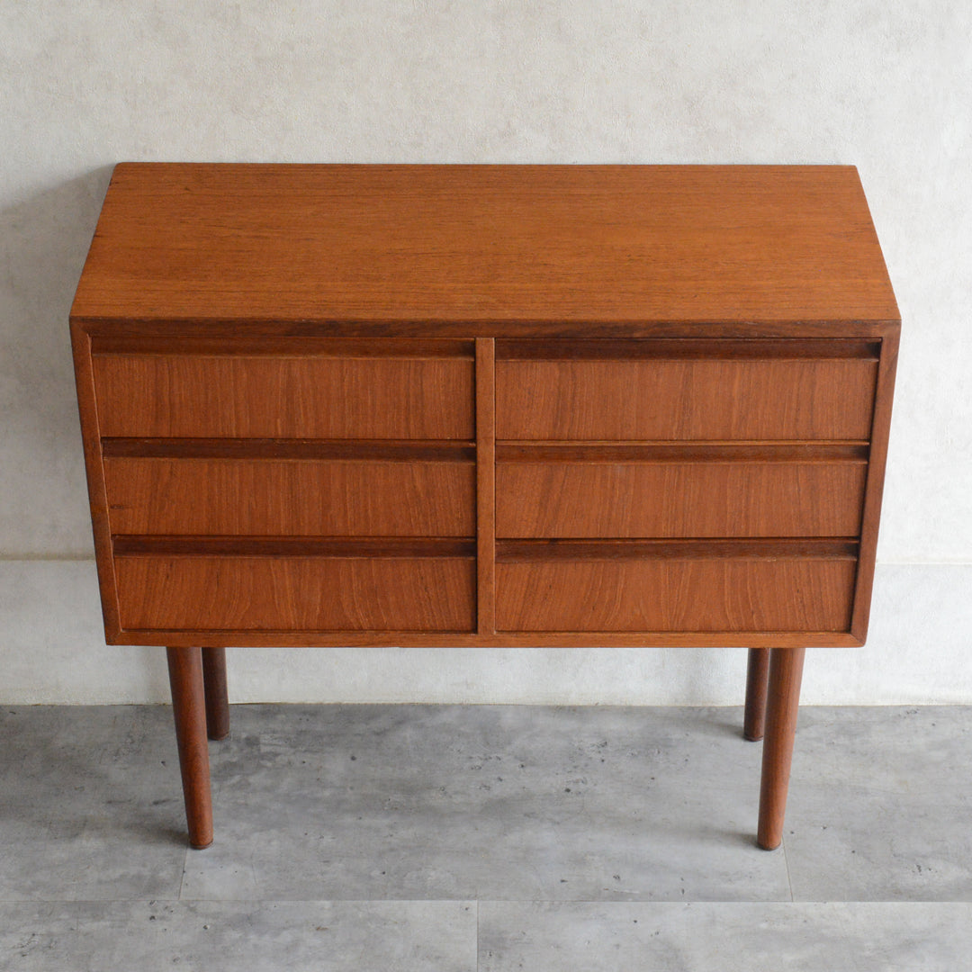 デンマークヴィンテージ  チーク３段2列スモールチェスト D-5
