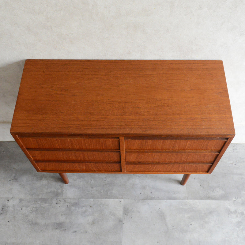 デンマークヴィンテージ  チーク３段2列スモールチェスト D-5