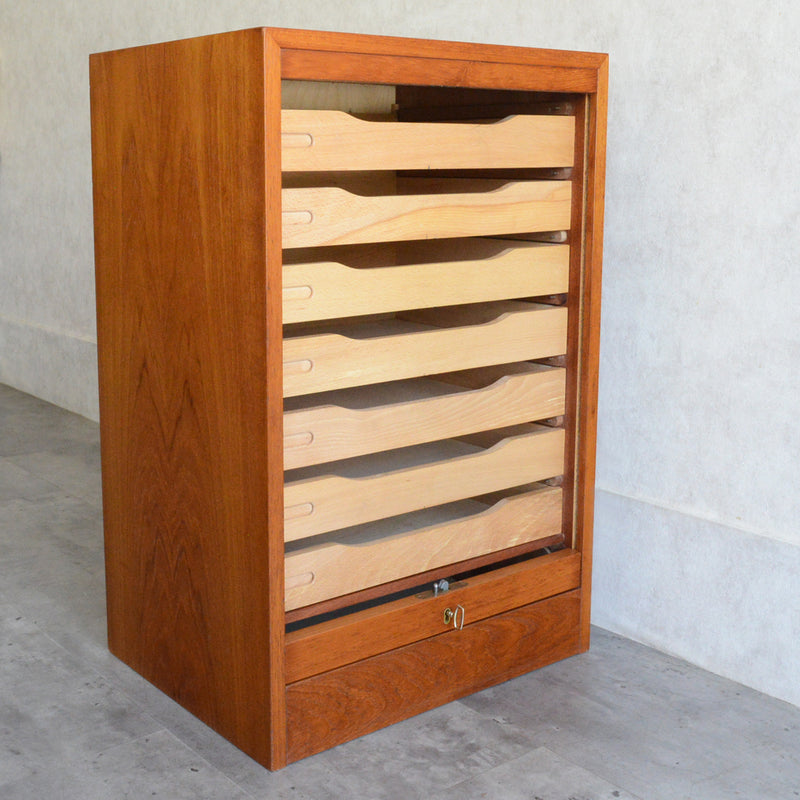 O様お取置品デンマークヴィンテージ  ロールアップ ファイルキャビネット6-38(鍵付）