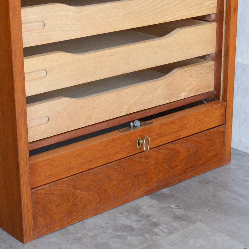 O様お取置品デンマークヴィンテージ  ロールアップ ファイルキャビネット6-38(鍵付）