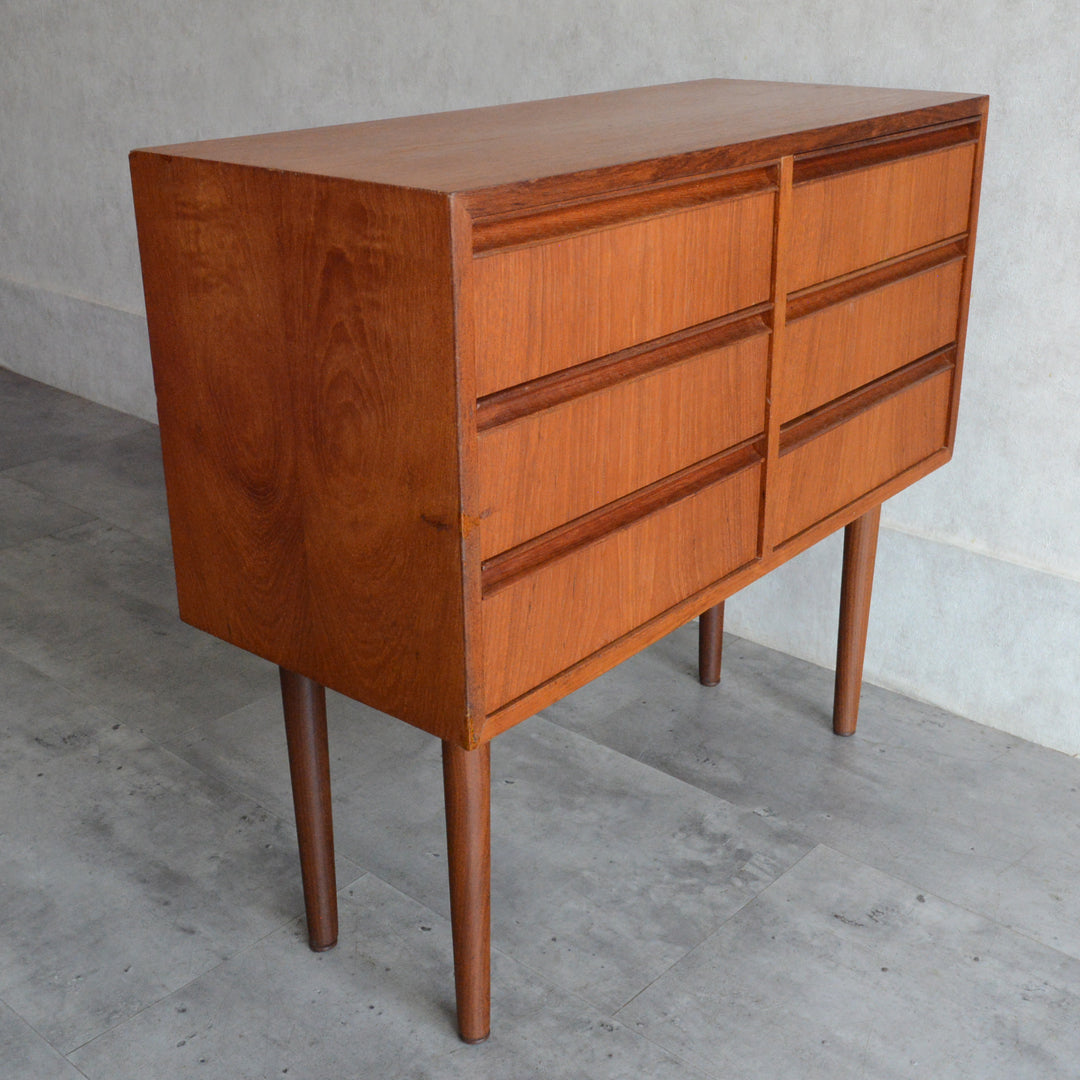 デンマークヴィンテージ  チーク３段2列スモールチェスト D-5