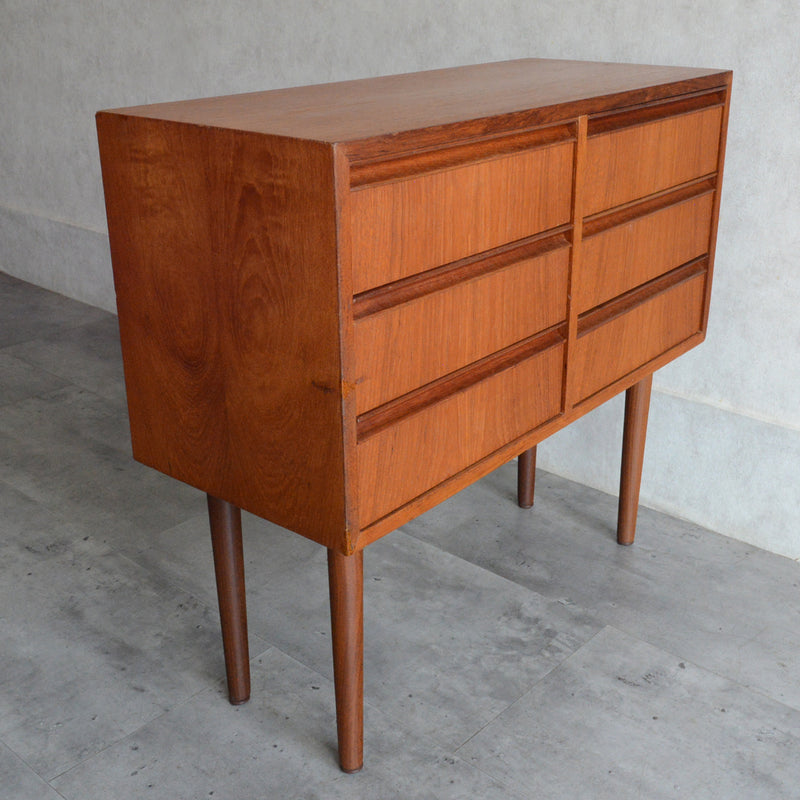 デンマークヴィンテージ  チーク３段2列スモールチェスト D-5