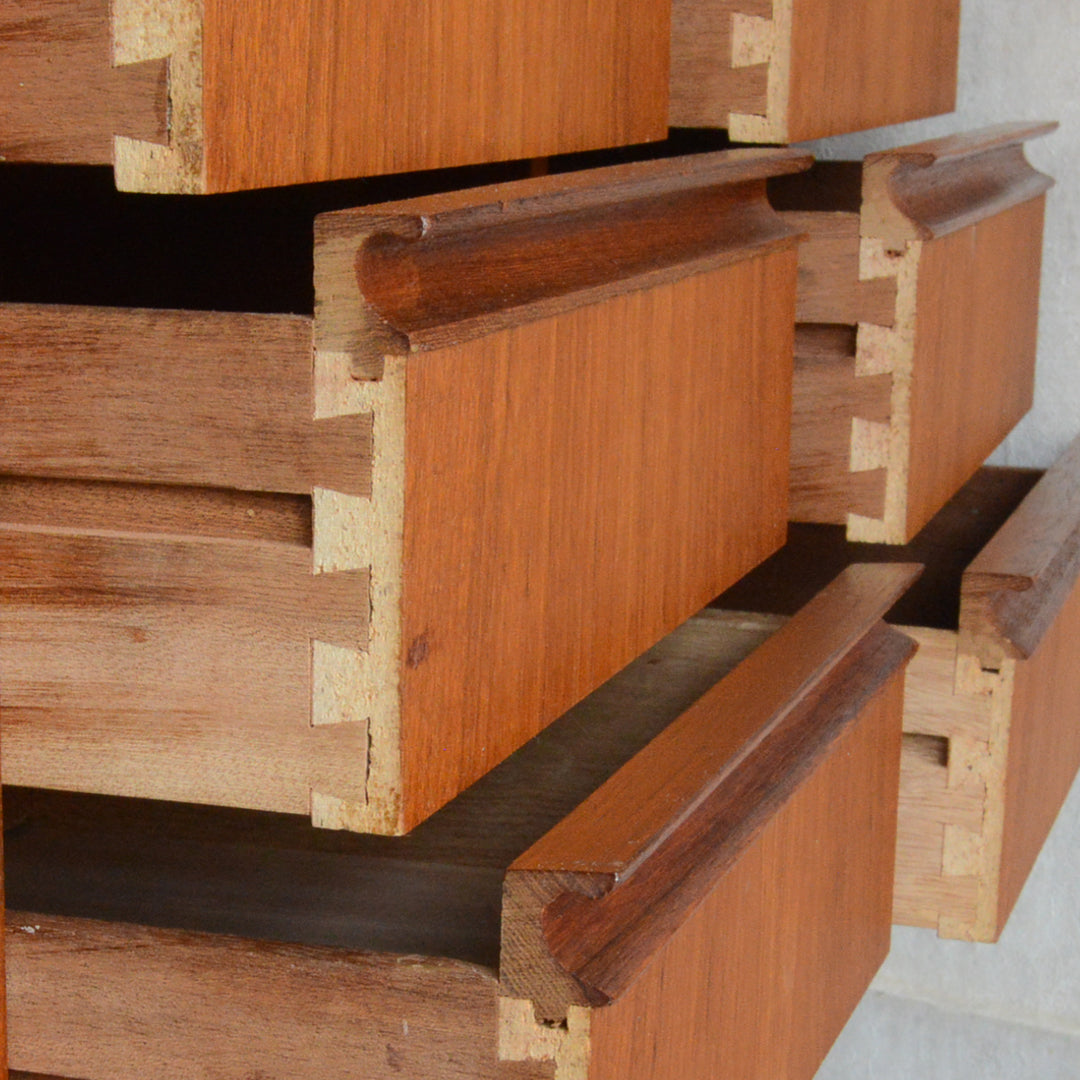 デンマークヴィンテージ  チーク３段2列スモールチェスト D-5