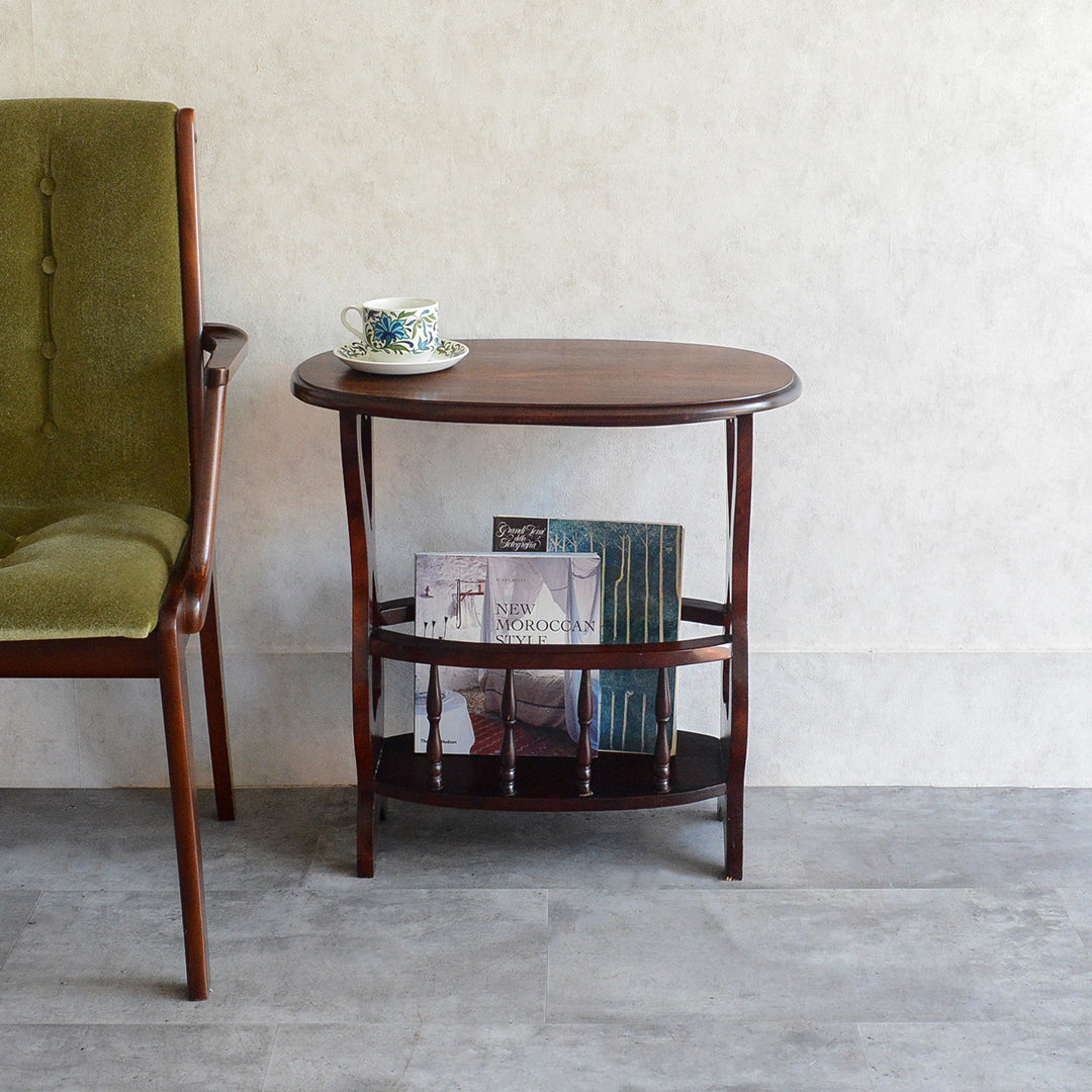 クラシック サイドテーブル (オーバル・マガジンラック付き） 27